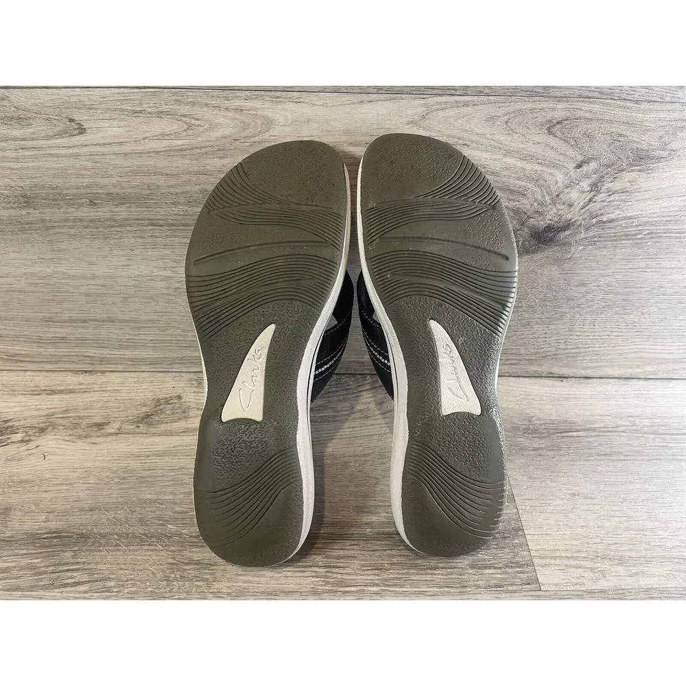 Women's Clarks Cloudsteppers‎ Brinkley Jazz Flip Flops Black White Size 9